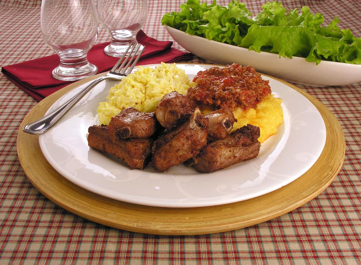 Arroz com Polenta e Costelinha