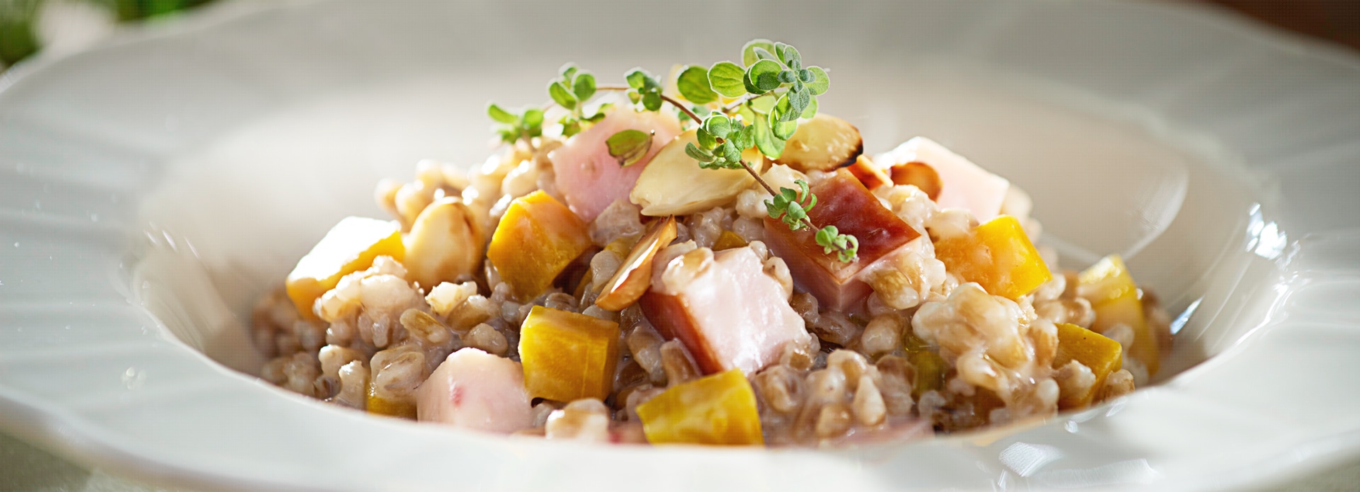 Risoto de Cevadinha com Peito de Peru