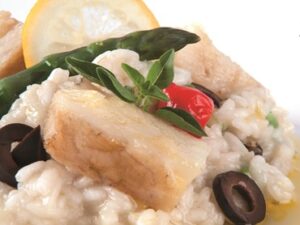 Risoto de Aspargos com Bacalhau 